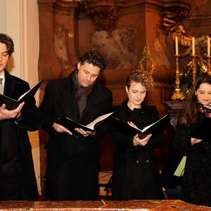 Ein Quartett gibt's dann auch gleich: Günter Haumer (Bass), Markus Miesenberger (Tenor), Martha Hirschmann (Alt) und Marelize Gerber (Sopran).