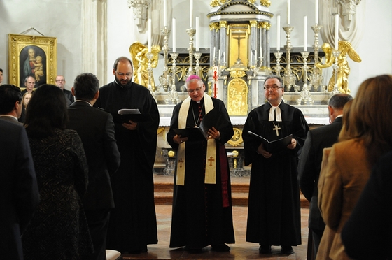 V. l.: der orthodoxe Geistliche Pater Athanasius Buk, der katholische Militärbischof Werner Freistetter und der evangelische Bischof Michael Chalupka.